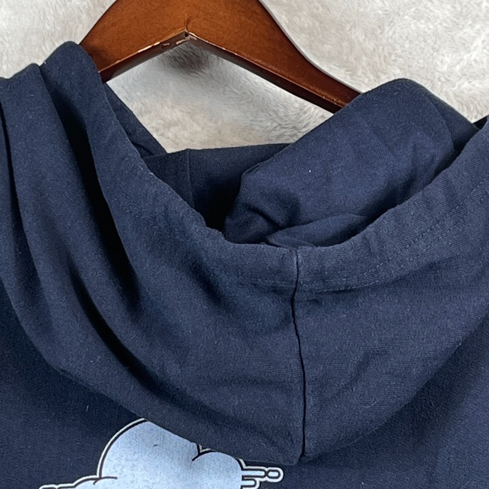 VTG Disney Mens L Pilot Mickey Mouse Hoodie Navy Graphic Pullover Y2K Wings - Picture 10 of 10